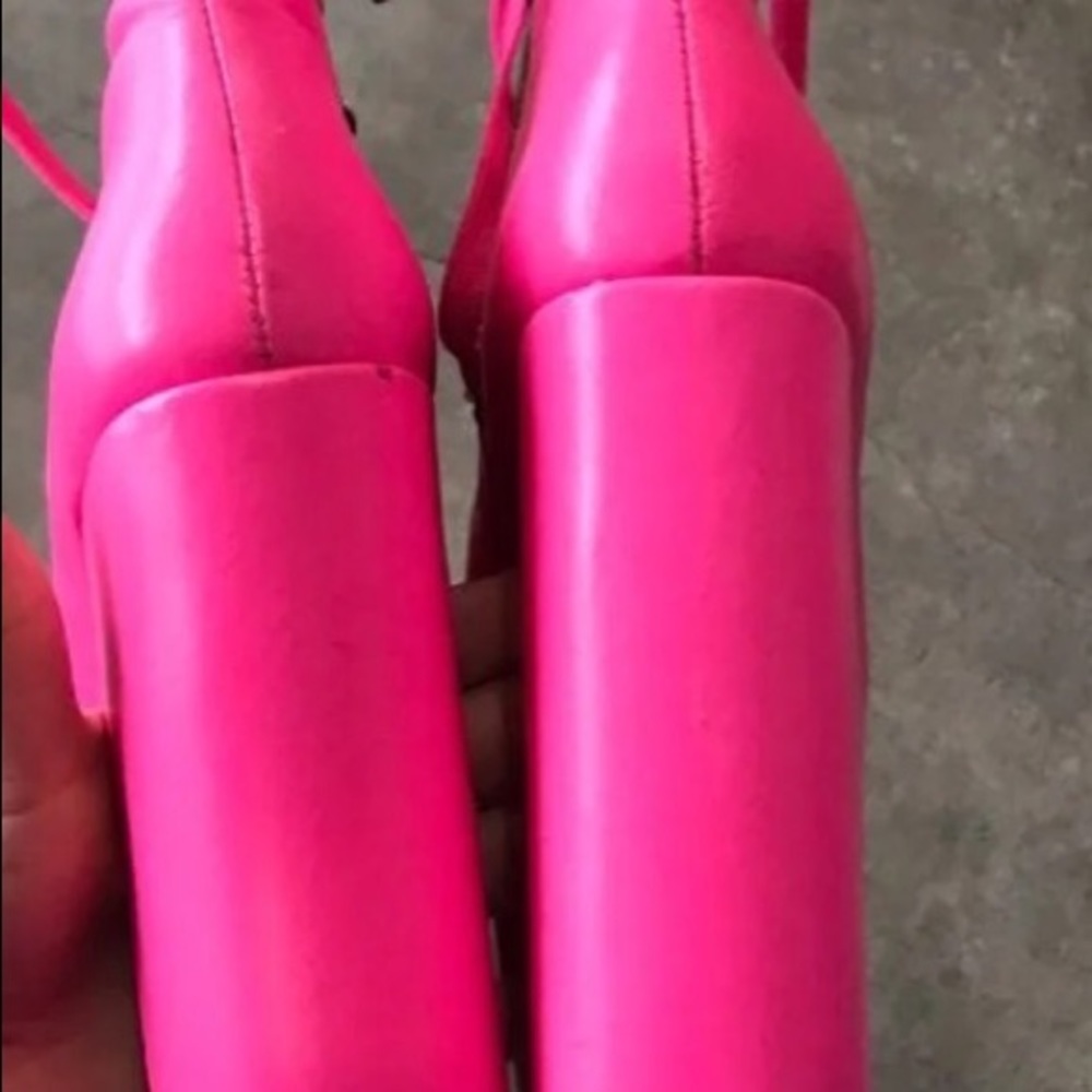 UNIF Hot Pink Platform Lace-Up Ankle Boots - Picture 4 of 4